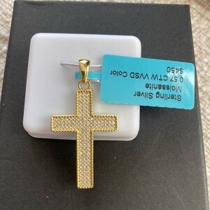 Gold Over Silver Moissanite Cross Pendant
